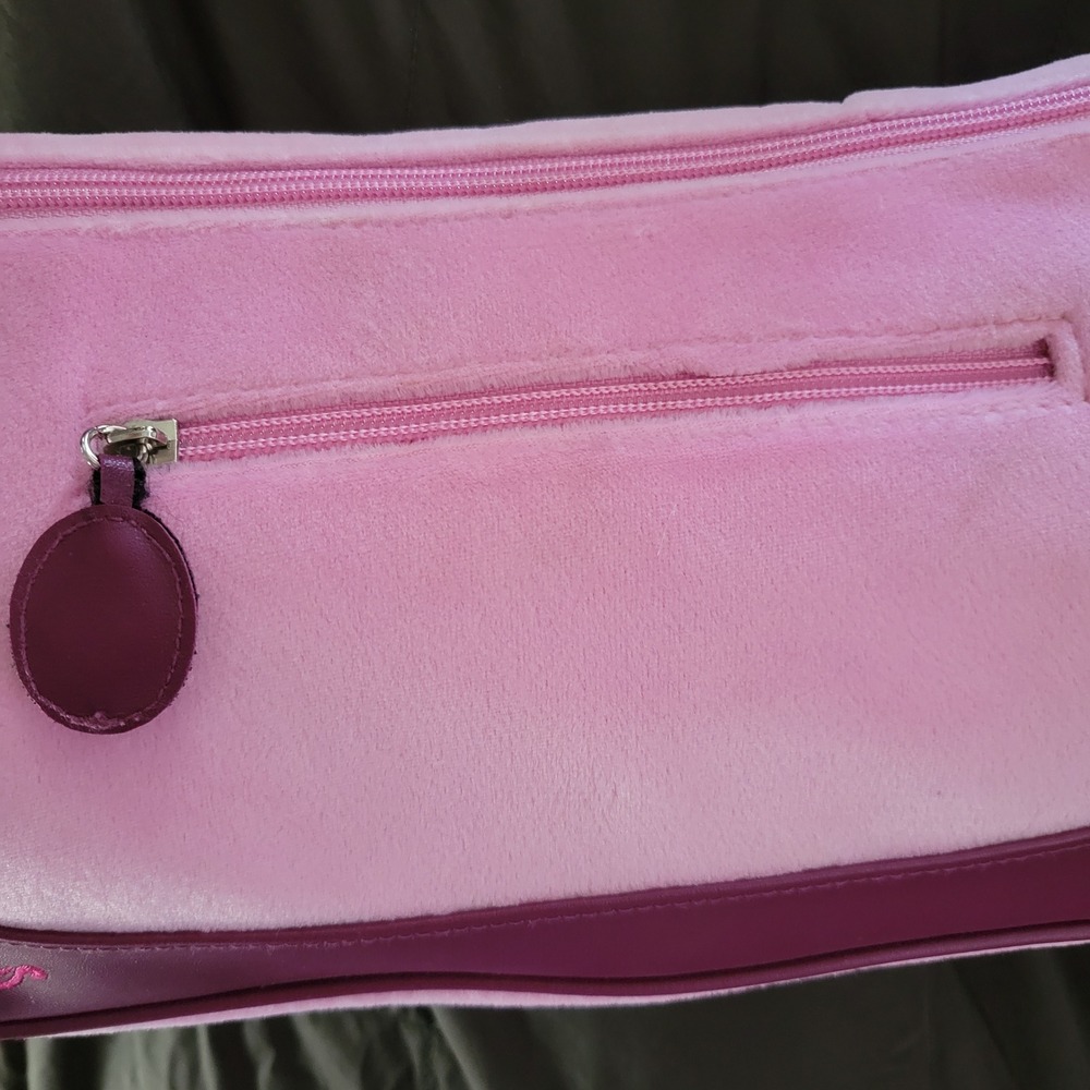 2006 Hello Kitty Pink Velour Shoulder Bag Plum Trim Rose Embroidery Y2K Sanrio - Picture 10 of 16
